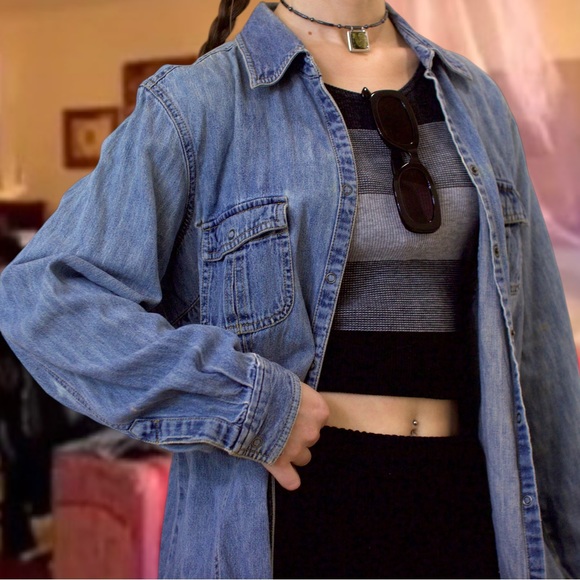 Vintage 90s grunge denim button up shirt - Picture 8 of 15